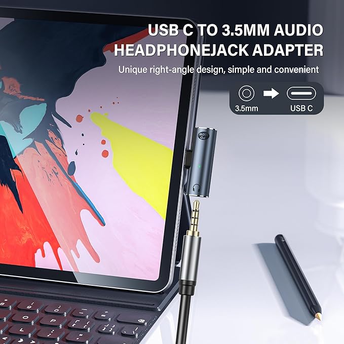 SinLoon USB C to 3.5mm Audio Adapter USB Type C to Aux Female Headphones Jack& 100W 2-in-1 PD Power Supply Adapter DAC USB C Headphone Adapter for USB C Devices Without 3.5mm Interface