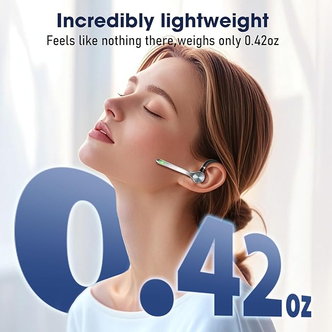 Bluetooth Headset, Wireless Earpiece with Upgrade Noise Canceling Mic,500mAh Charging Case Support 72H Talking Time,Hand-Free Headphones with Mute Button for Computer Cell Phones Trucker Work