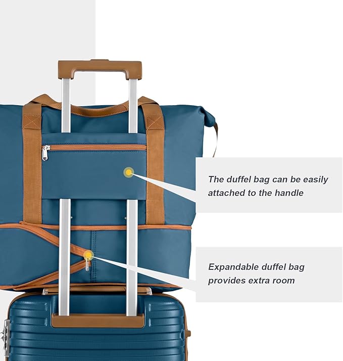 Joyway Carry on 20Inch &24 In Checked Luggage Set, 2-Piece Expandable Suitecase Set with Spinner Wheel, Hard Shell Suitcase with TSA Lock(Navy Blue)