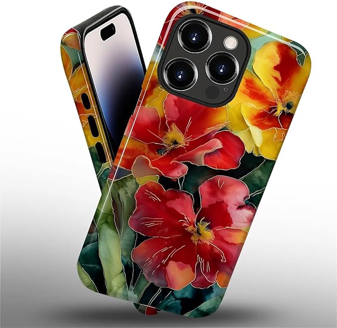 Case for iPhone 14 Pro Max Case,Vintage Floral Girly Design - Hybrid Dual Protection Silicone + Hard PC Shockproof Full Body Cover Slim Anti-Scratch Protective Case for Men Women