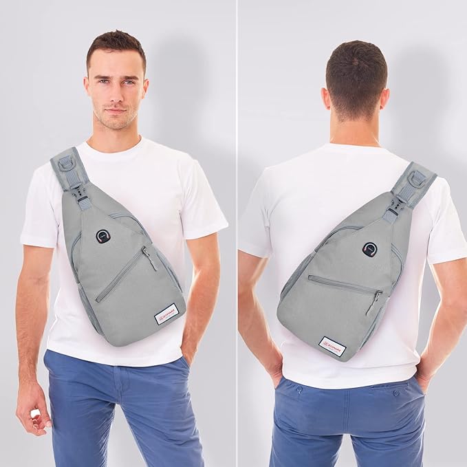 ZOMAKE Sling Bag,Small Crossbody Sling Backpack,Water Resistant Shoulder Daypack for Travel,Anti Thief Chest Bag for Hiking(Grey(New))