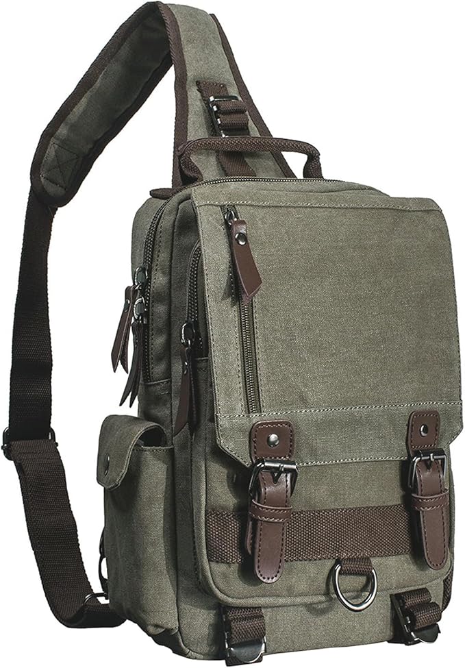 mygreen Canvas Cross Body Messenger Bag Shoulder Sling Backpack Travel Rucksack