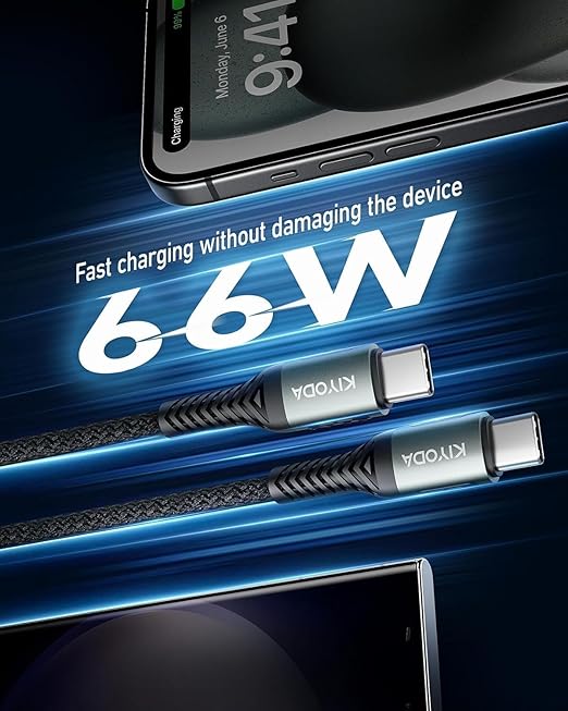 USB C Cable for Car 3FT/6FT, Coiled USB C to USB C Cable Fast Charging 66W, Braided USB Type C Charger Cord Compatible with iPhone 17 16 15 Pro Max, Samsung, Google Phones and More Type C Devices