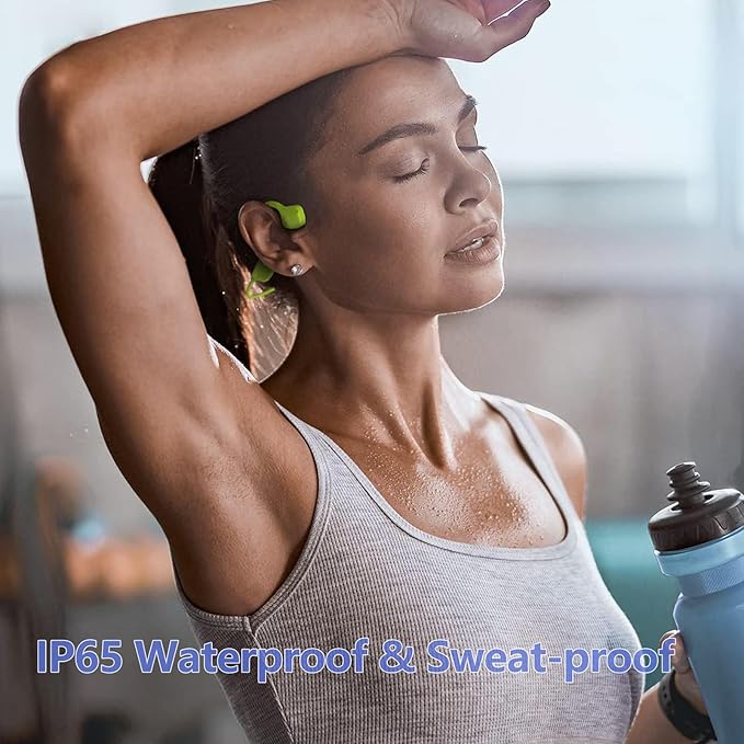 Bone Conduction Headphones, Open Ear Bluetooth 5.0 Headset, Lightweight Sweatproof Wireless Sport Earphones with HD Microphone, 8H Playtime for Running, Cycling, Workouts