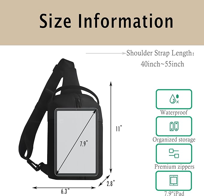 Convertible Small Sling Bag,Waterproof Crossbody Bag for Women Men,Practical Multi-Functional Chest Bag for Outdoor Hiking, Travel,Sports.