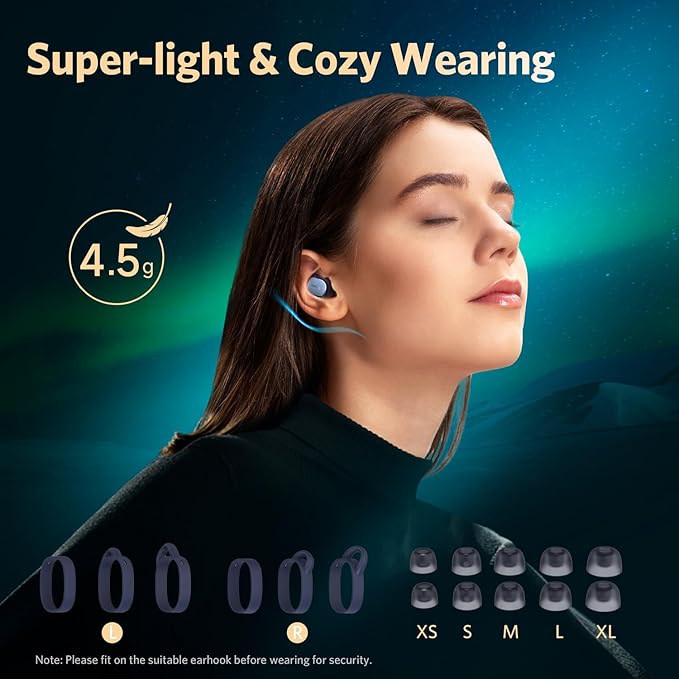 EarFun Free Pro 3 Noise Cancelling Wireless Earbuds, Hi-Res Sound, Snapdragon Sound with Qualcomm aptX™ Adaptive, 6 Mics ENC, Bluetooth 5.3 Earbuds, Multipoint Connection, Custom EQ App, Navy Blue