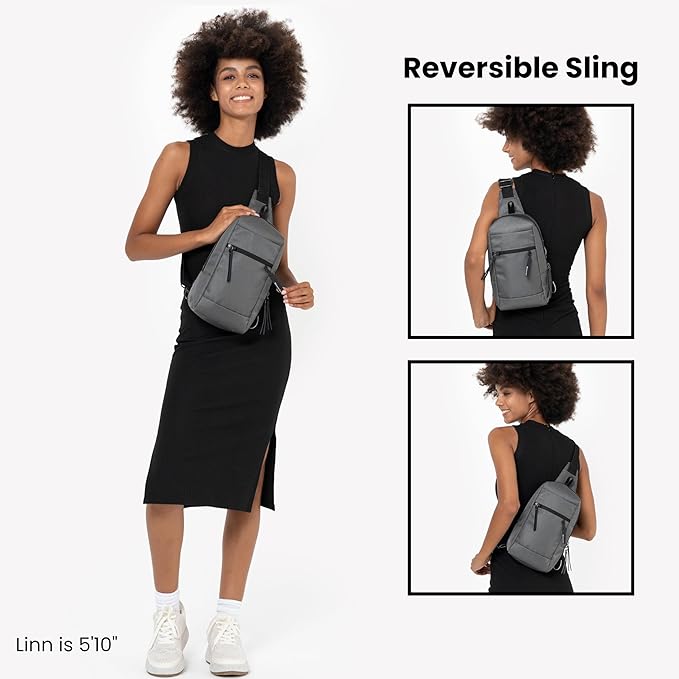 Sherpani Metro, Anti Theft Sling Bag, Sling Backpack, 5L Travel Bag, Shoulder Chest Purse, Crossbody Backpack for Women, Metal Hardware, Travel Gift (Granite)