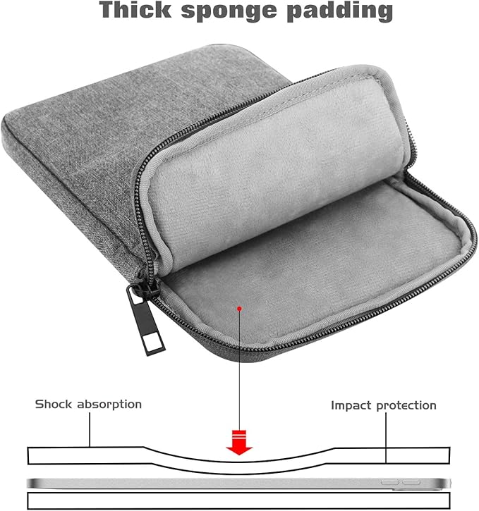 MoKo 12.9 Inch Tablet Sleeve Fits 13 Inch New iPad Pro M4 & Air M2 2024,iPad Pro 12.9 M2&M1,Galaxy Tab S8+/S9+ 12.4,Polyester Bag Fit with Apple Pencil or Smart Keyboard, Light Gray
