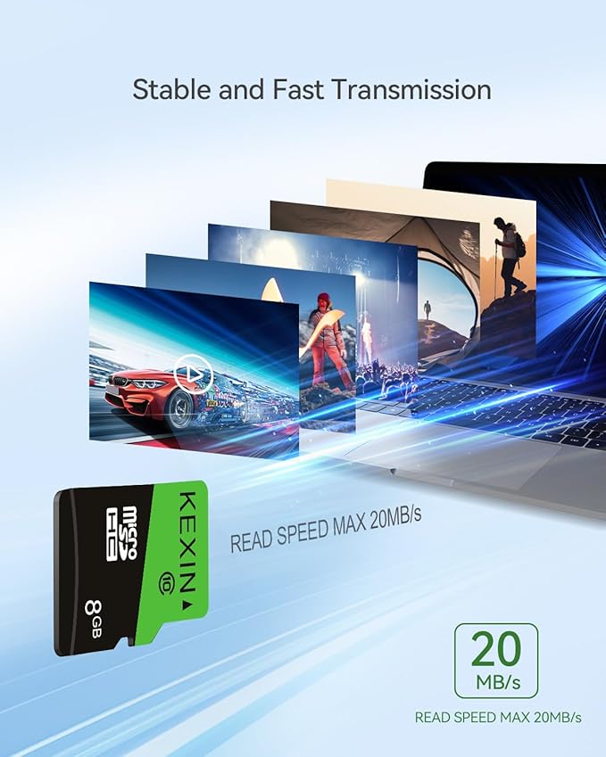 KEXIN 8GB Micro SD Card 5 Pack with SD Adapter microSDHC Memory Card UHS-I C10 Micro SD Card Full HD High Speed TF Card for Smartphone Tablet Action Camera Dash Cam Drone Game Console