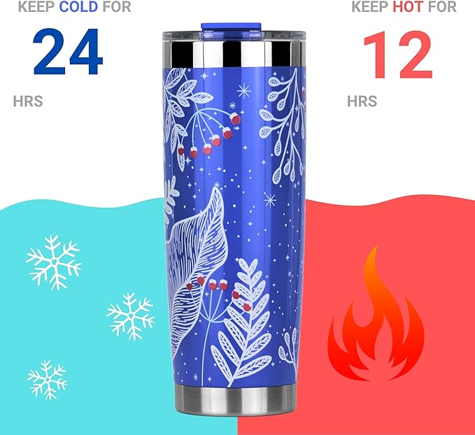 Drinco - 20 oz Stainless Steel Tumbler | Double Walled Vacuum Insulated Mug With Lid, 2 Straws, For Hot & Cold Drinks (20oz Nampa, 20oz)