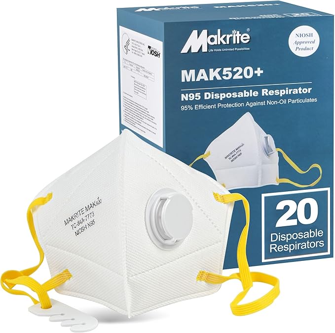 LotFancy N95 Mask for Adults, NIOSH Particulate Respirator, N95 Face Mask for Construction, Cleaning, Sanding, Dust Pollution