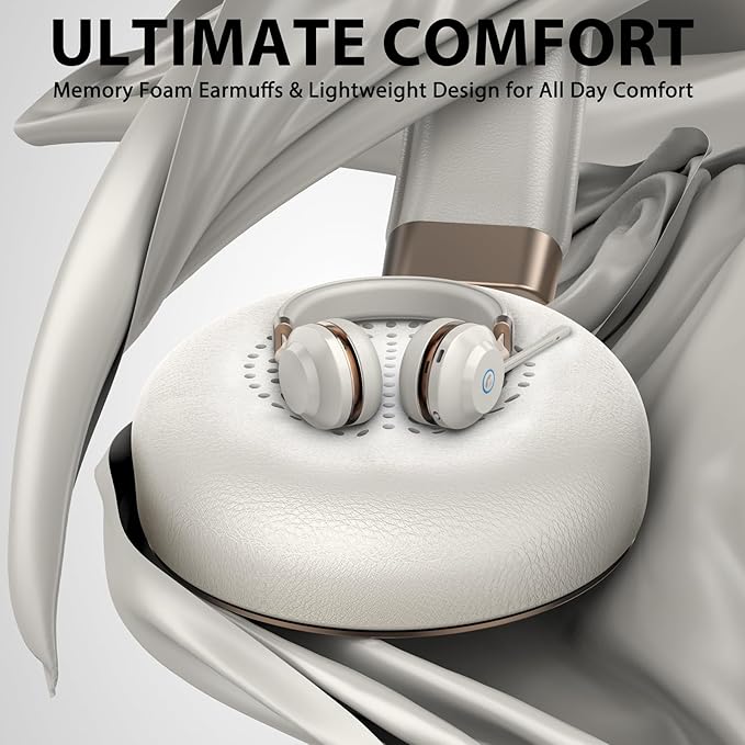 Wireless Headset with Mic for Work, Bluetooth Headset with Microphone Mute & Charging Dock, V5.2 Wireless Headphones with Mic Noise Canceling & USB Dongle, 45Hrs for Work/Meetings/Call Center/Office