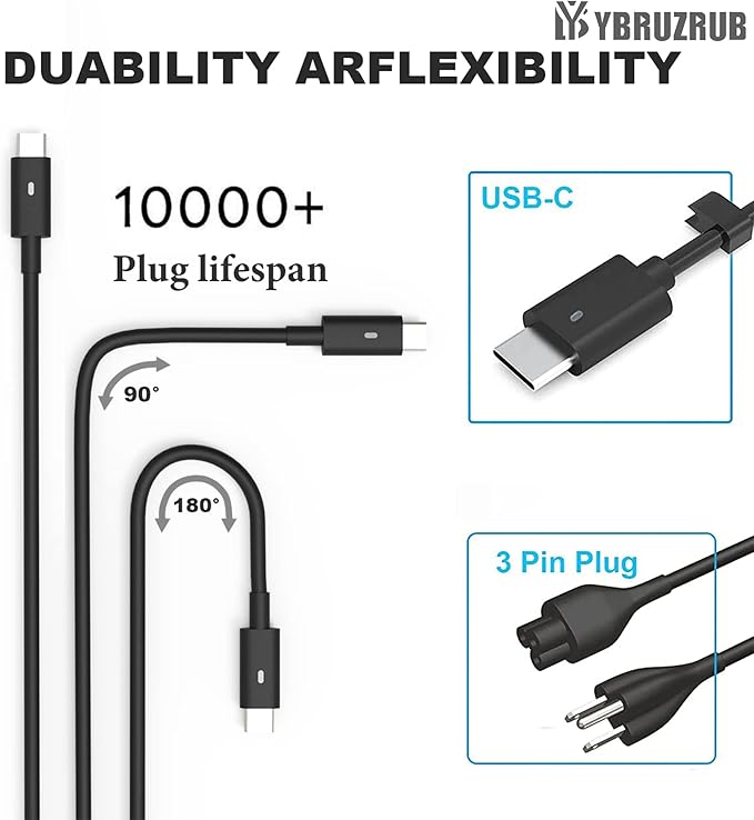 65w 45w USB-C Type C Laptop Charger Compatible with Dell Latitude 7275 7370 5420 5285 5290 5520 XPS 13 9250 9360 9365 9370 9380 9350 Chromebook 3100 3400 la65nm170 02YK0F Adapter Power Cord