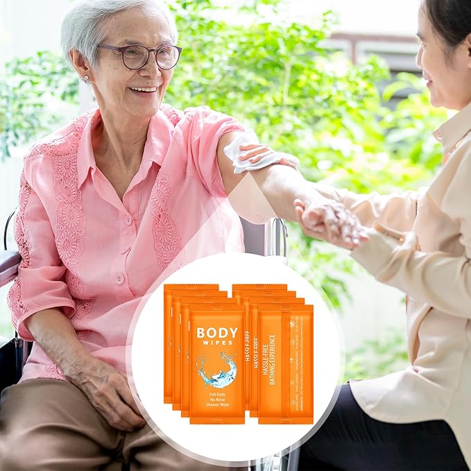 Treela 300 Pcs Bulk Deodorant Large Body Wipes Individually Wrapped Wet Wipes Travel Size for Adults Shower for Homeless Supplies Hygiene Personal Cleansing for Hiking Gym(7.09" X 9.84",Orange)