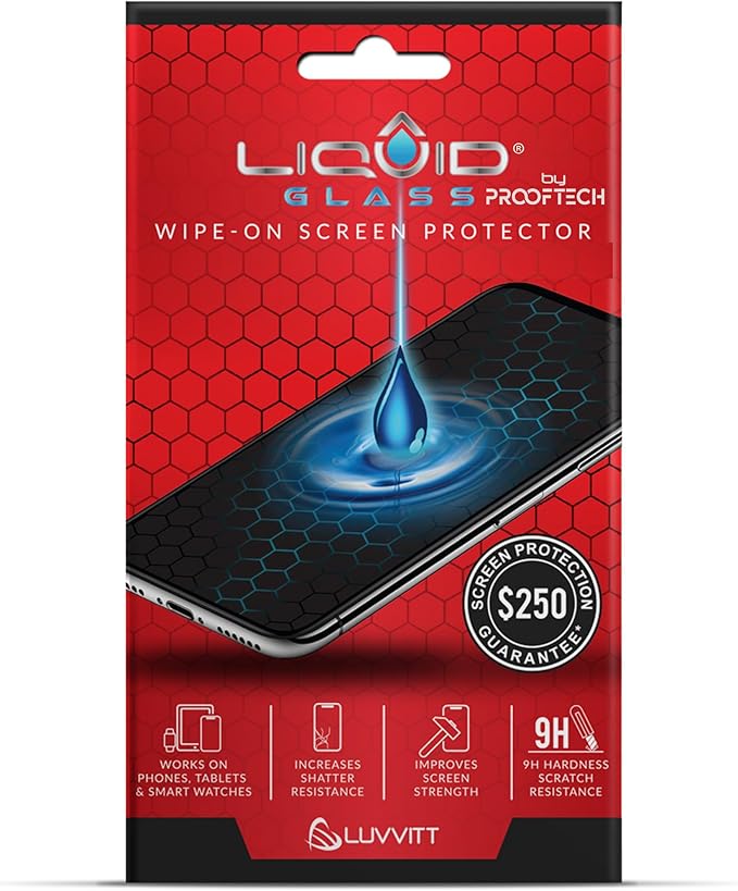 LIQUID GLASS Screen Protector With $250 Protection Coverage | Wipe On Scratch and Shatter Resistant Nano Technology for All Phones Tablets and Smart Watches - Universal Fit (New and Advanced)