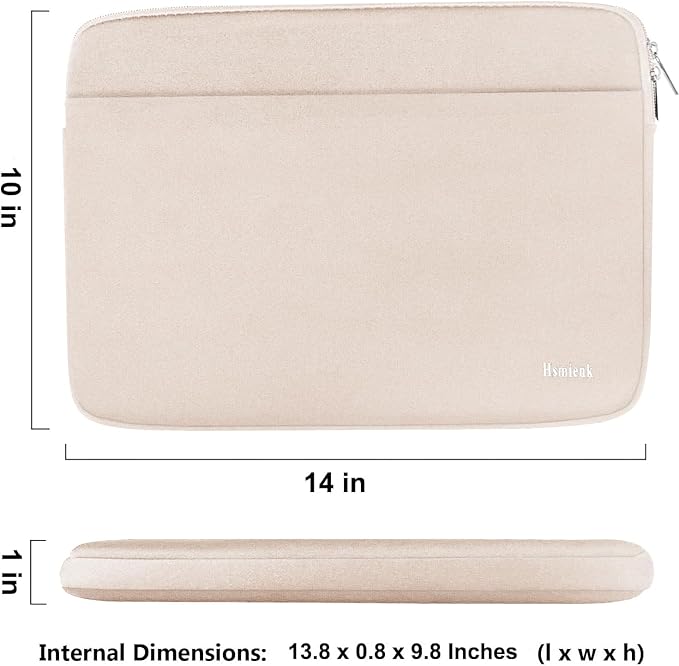 Laptop Sleeve Case 14 inch, Shockproof Protective Notebook Cover Bag with Accessory Pocket, Durable Carrying Laptop Case Compatible for MacBook HP Lenovo Dell Asus Acer, Light Pink