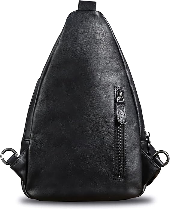 Genuine Leather Sling Bag for Men and Women Vintage Real Leather Sling Backpack Shoulder Crossbody Bag Chest Bag