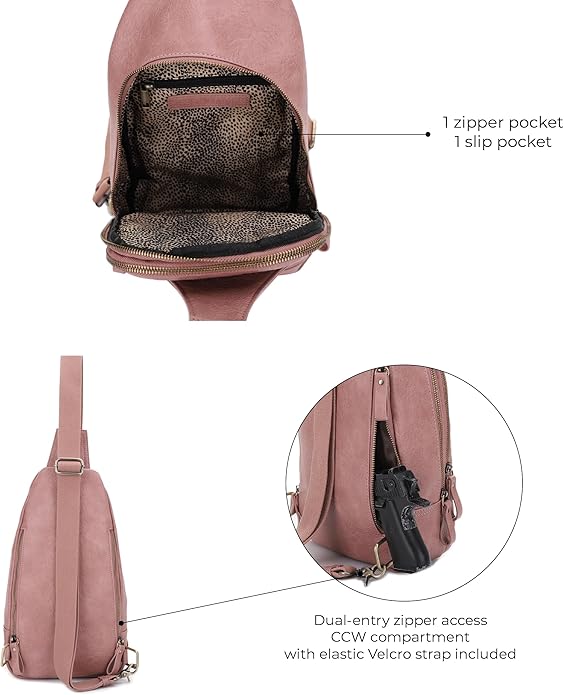 JESSIE & JAMES Brooke Unisex Concealed Carry Sling Bag Crossbody Backpack Purse