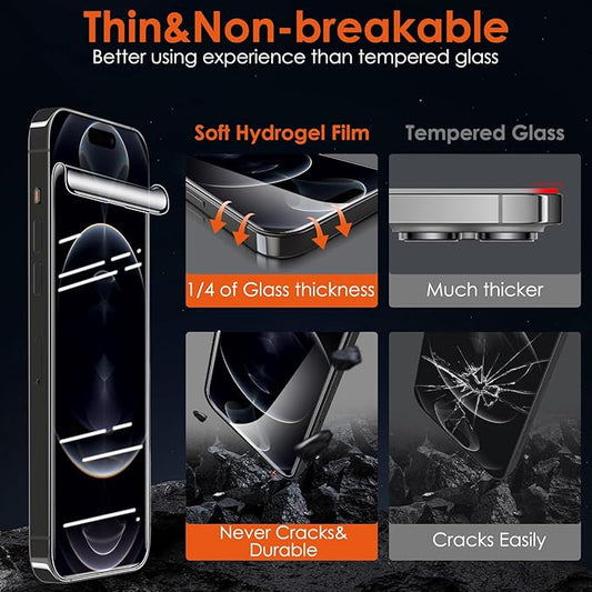 Screen Protector [3 Pack Soft Hydrogel Film for iPhone 15 Pro/15, Upgraded Non-breakable Flexible TPU]