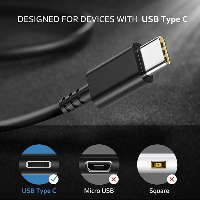 Charger Compatible with 65W USB Type-C Lenovo Thinkpad T14 T14S T15 T16 L13 L14 L15 E14 E15 E16 X12 X13 R14 K14 X1 Carbon Yoga 7i 9i Thinkbook 13s 14 15 16 Plus G4 Laptop Power Supply Charging