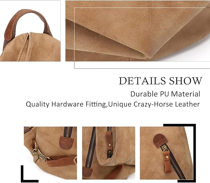 KL928 PU Leather Vintage Backpack – Large Casual Daypack Outdoor Travel Rucksack Hiking Backpacks for Men Women