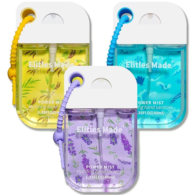 Hand Sanitizer Spray, 3Pack Spray Hand Sanitizer Travel Size With Cute Keychain, Scented Pocket Power Mist Hydrating Women Teen Girl Gifts, 1.35FL.OZ (Vanilla,Lavender,Ocean