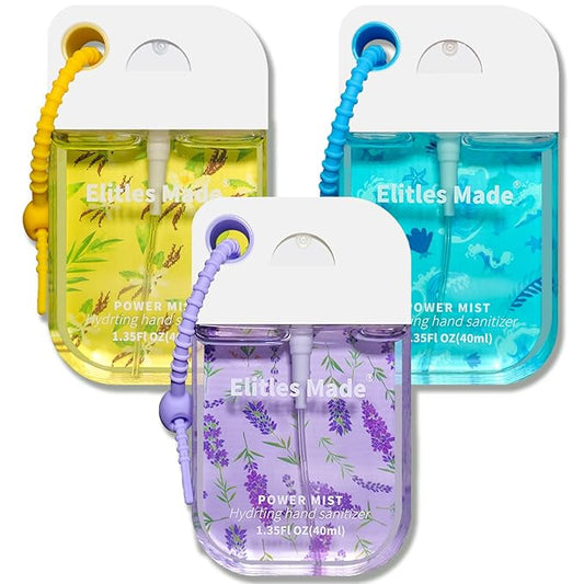 Hand Sanitizer Spray, 3Pack Spray Hand Sanitizer Travel Size With Cute Keychain, Scented Pocket Power Mist Hydrating Women Teen Girl Gifts, 1.35FL.OZ (Vanilla,Lavender,Ocean