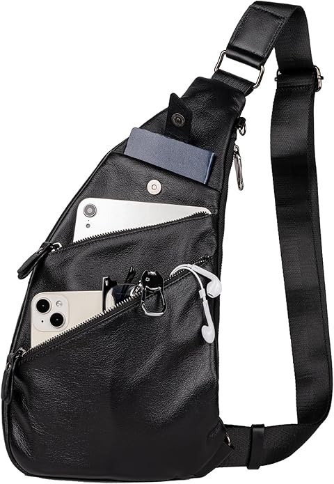 Leather Sling Bag Crossbody Backpack for Men - Crossbody Bag - Messenger Bag for Men and Women