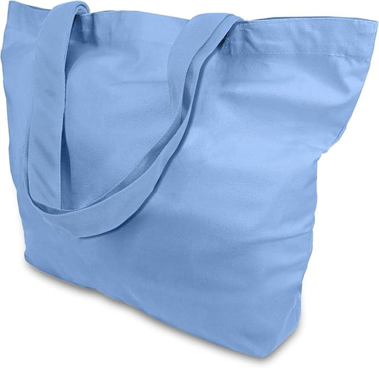 TOPDesign 1-Pack Super Strong Large 12oz Cotton Canvas Tote Bag, Reusable Grocery Shopping Cloth Bag, Fashionable Two-Tone Tote for Crafts, DIY Your Creative Designs