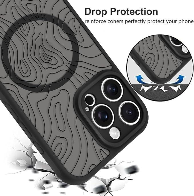 KANGHAR Case Compatible with iPhone 16 Pro Curly Line Pattern [Compatible with Magsafe] Cute Spiral Ripples Protective Magnetic Case for Girls Women Men 6.3"