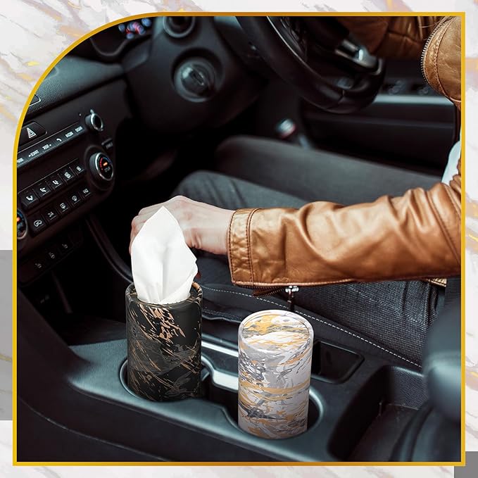 Thenshop 8 Pack 7.1x2.7" Car Tissues Cylinder with 7.1x5.9" Napkin 3 Ply Facial Tissues Bulk Round Boxes Paper Tubes Decorative Container for Car Cup Holder Home Travel Everyday Refill