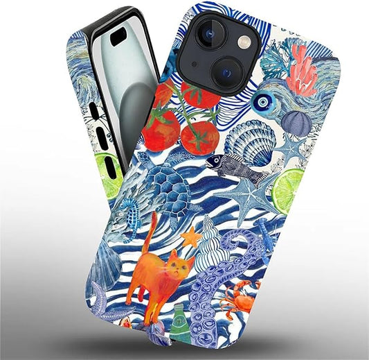 Case for iPhone 15,Leopard Cherry Shell Aesthetics for Woman Men Full Body Protective Cover Shockproof 2 in 1 Silicone + Hard PC Case for iPhone 15