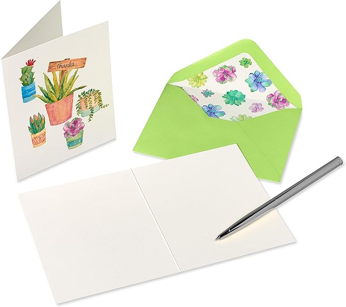 Papyrus Thank You Cards with Envelopes, Succulent (20-Count)