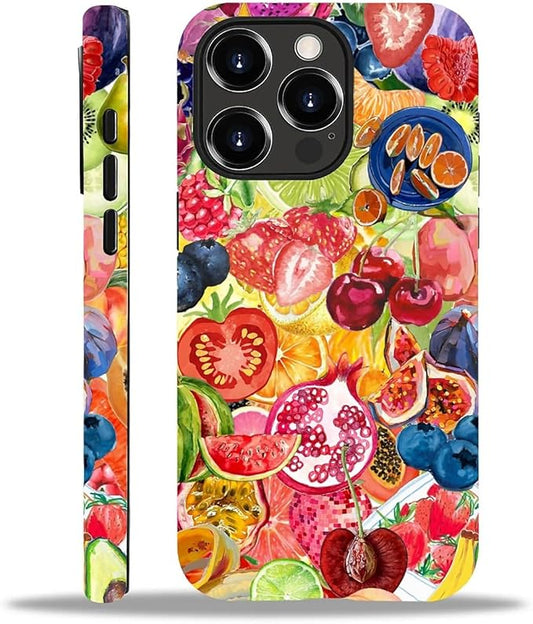 Case for iPhone 14 Pro,Summer Fruit Collage for Woman Men Full Body Protective Cover Shockproof 2 in 1 Silicone + Hard PC Case for iPhone 14 Pro
