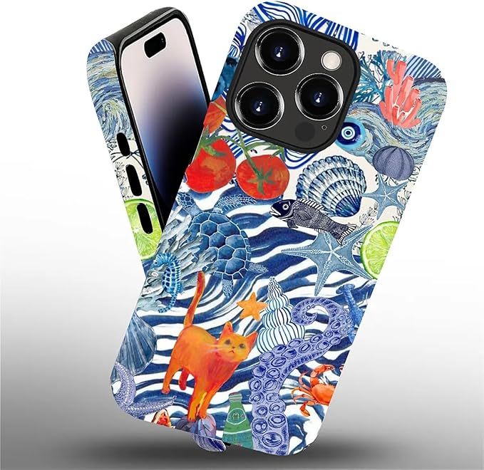 Case for iPhone 14 Pro,Leopard Cherry Shell Aesthetics for Woman Men Full Body Protective Cover Shockproof 2 in 1 Silicone + Hard PC Case for iPhone 14 Pro