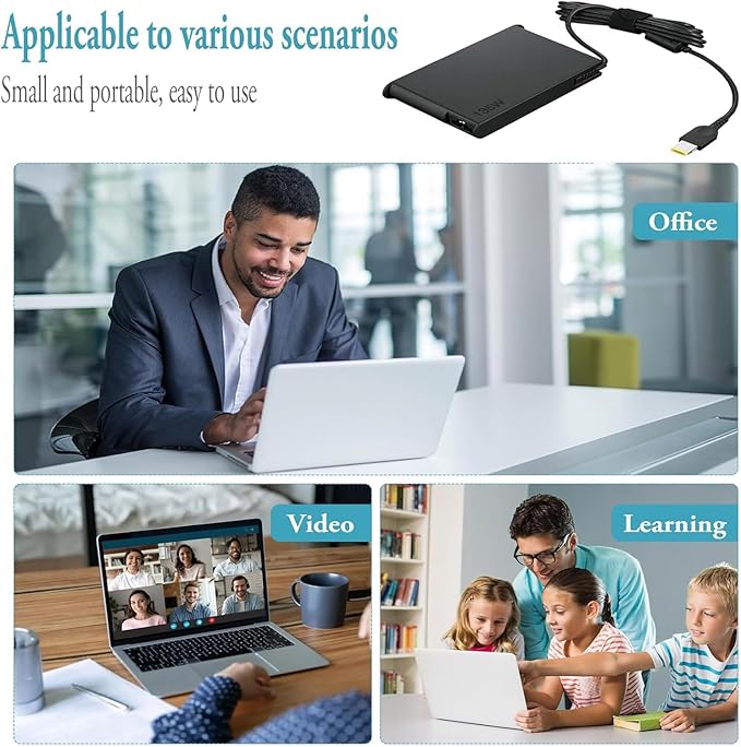 Slim 135W AC Laptop Charger Fit for Lenovo ThinkBook 16p 15P ThinkPad T15p P16v Z16 X1 Extreme Lenovo IdeaPad Pro 5 Slim 3 Creator 5 Yoga Slim 7 and Dock Adapter