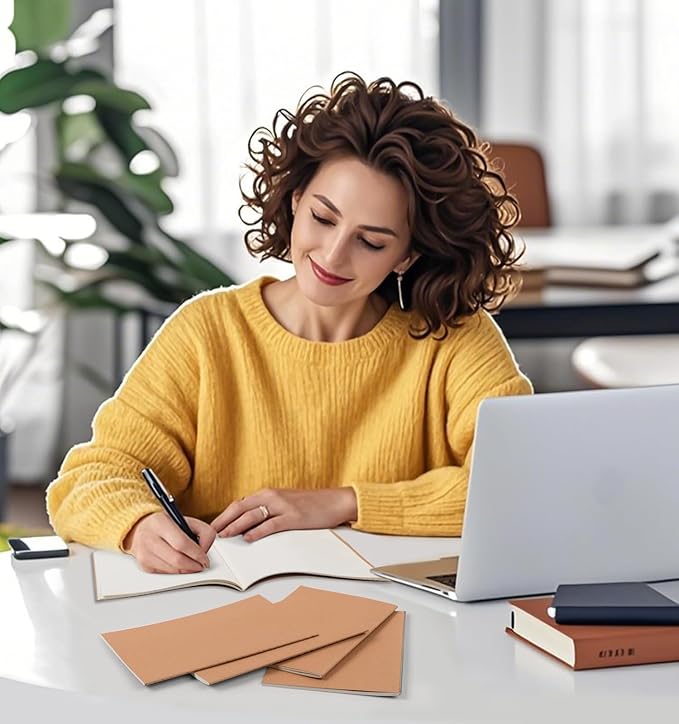 60 Pack A5 Ruled Lined Kraft Notebooks Bulk, Journaling Notebooks, A5 Lined College Ruled Notebook, 8.3x5.5 Inches 60 Pages Travel Journal Notebooks Set for Work, School, Student, Kids, Writing