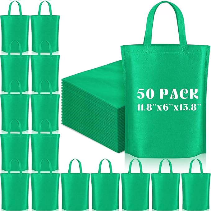 Windyun Reusable Grocery Bags Large Non Woven Shopping Bags with Handle Foldable Portable Tote Carryall Bulk 11.8x6x13.8 Inch