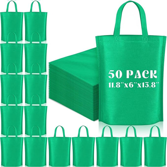 Windyun Reusable Grocery Bags Large Non Woven Shopping Bags with Handle Foldable Portable Tote Carryall Bulk 11.8x6x13.8 Inch