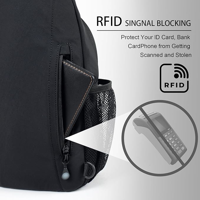 LEDAOU Crossbody Sling Bag for Men Anti-Theft Sling Backpack Cross Body Shoulder Chest Bag Fanny Pack Travel Hiking (Black)