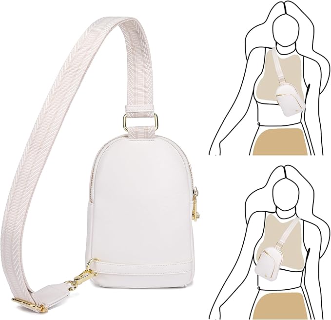 INICAT RFID Blocking Sling Bag Leather Crossbody Bags for Women Fanny Pack Cross Body for Woman Chest Bag for Travel 1.9L