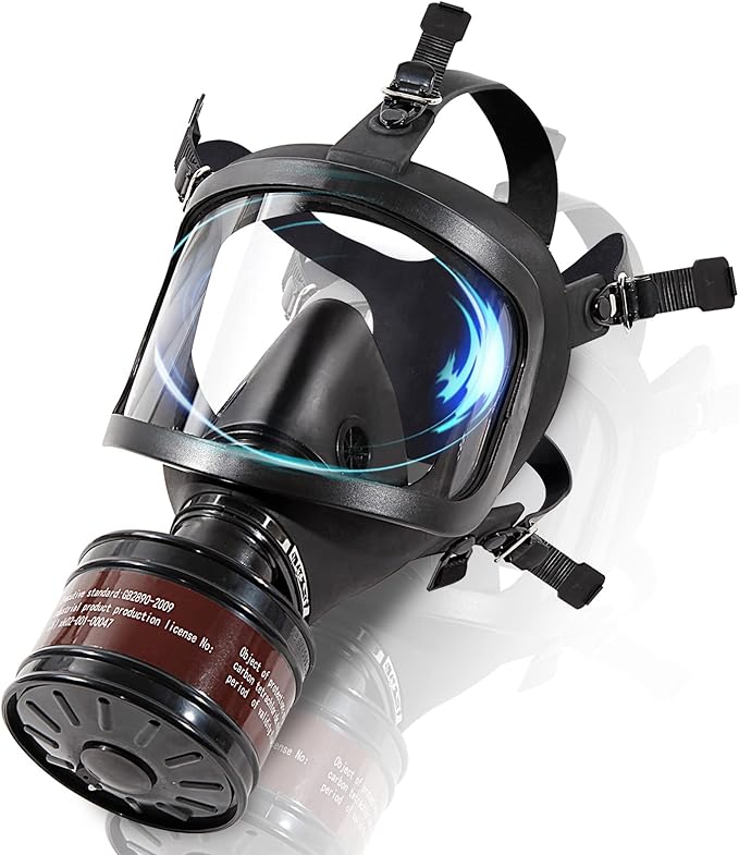 HANUU Gas Masks Survival Nuclear and Chemical, Gas Mask Military Tactical Respirator, Full Face Respirator Mask with 40mm Activated Carbon Filter for Dust, Vapors, Chemicals