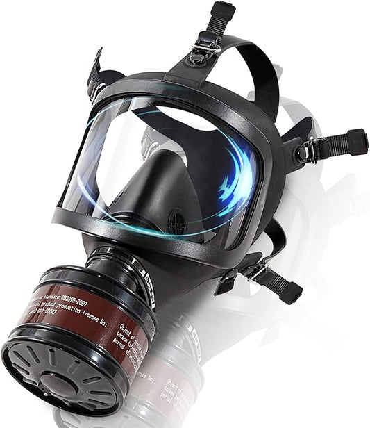 HANUU Gas Masks Survival Nuclear and Chemical, Gas Mask Military Tactical Respirator, Full Face Respirator Mask with 40mm Activated Carbon Filter for Dust, Vapors, Chemicals