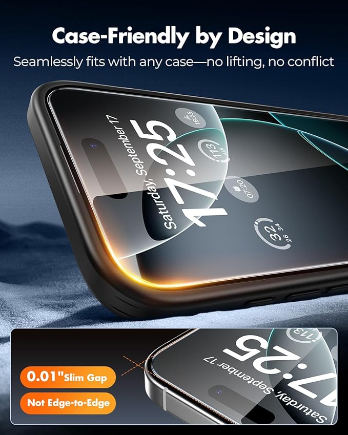 UNBREAKcable 2+2 Pack for iPhone 16 Pro Screen Protector & Lens Protector 【Military-Grade】【Easy Install】【Efficient Night Shot】9H+ Shatterproof Tempered Glass Film,Bubble-Free&Anti-Fingerprint ,Case Friendly-6.3 inch