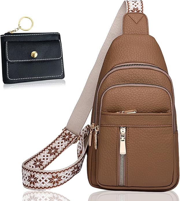 Leather Sling Bag for Women,Travel Small Sling Bag Crossbody Bags for Women-Vegan Leather Fanny Pack Crossbody Bags