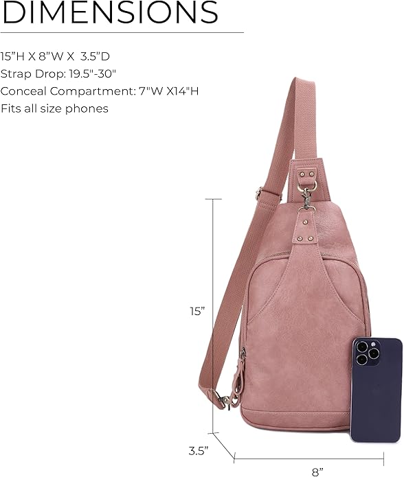 JESSIE & JAMES Brooke Unisex Concealed Carry Sling Bag Crossbody Backpack Purse