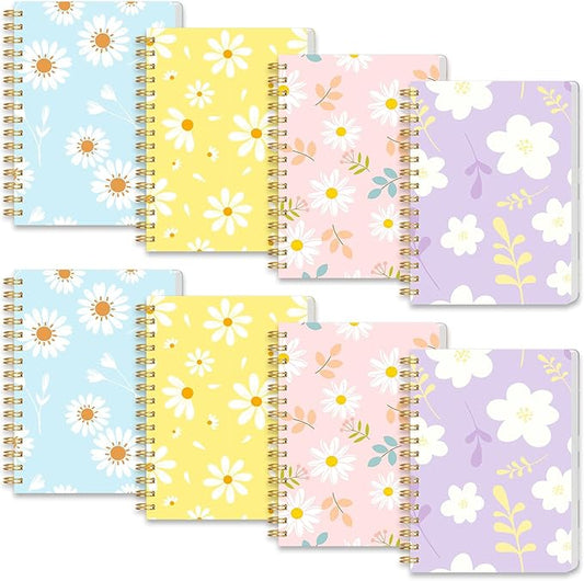 Koogel 8PCS Cute Spiral Notebook Journal, A6 Hardcover Journal Pocket Notebooks, 80 Sheets/160 Pages Wirebound Diary Planner for Back to School Office Home Women Gifts Supplies