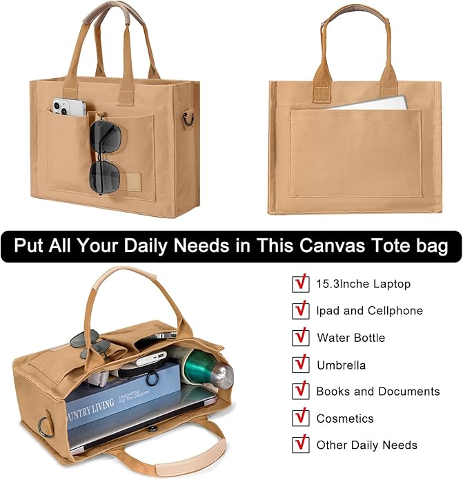 Tote Bags for Women Canvas Tote Purse Crossbody with Pockets Top Handle Shoulder Satchel Bag for Women
