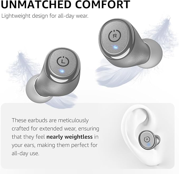 TOZO T10 Wireless Earbuds Bluetooth 5.3 Headphones, App Customize EQ, Ergonomic Design, 55H Playtime, Wireless Charging Case, IPX8 Waterproof Sound in-Ear Headset, 2025 New Version