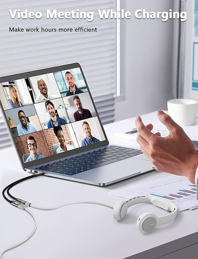 VIOY 2 Pack USB C to 3.5 mm Headphone and Charger Adapter-2 in 1 Type C to Aux and Charger Splitter with PD 60W Fast Charging and Data Transfer for iPhone 16/15 Pro,iPad Pro,Samsung Galaxy S20-22